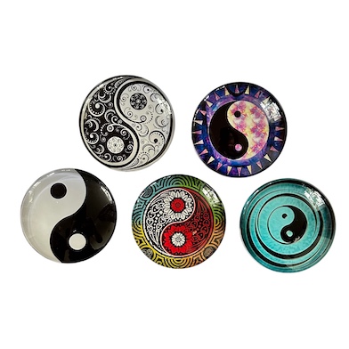 6cm Glass Fridge Magnet Yin-Yang Design Assorted